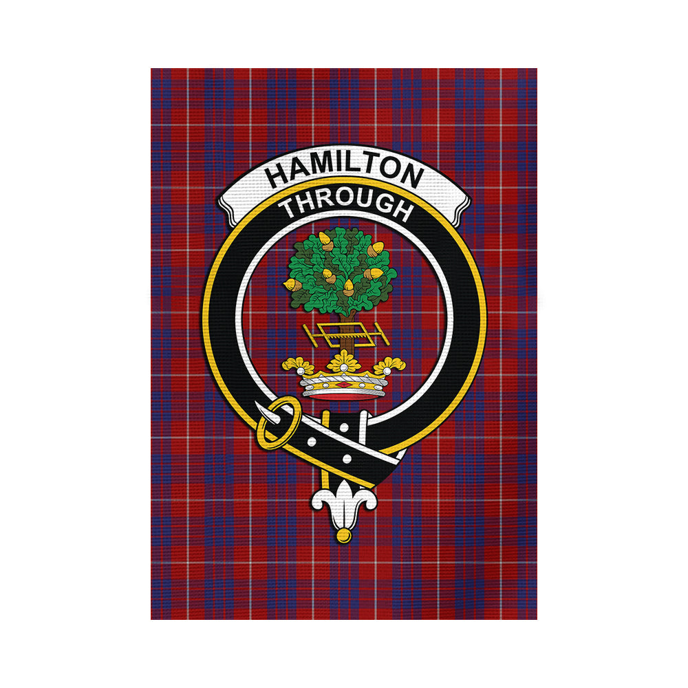 hamilton-tartan-flag-with-family-crest