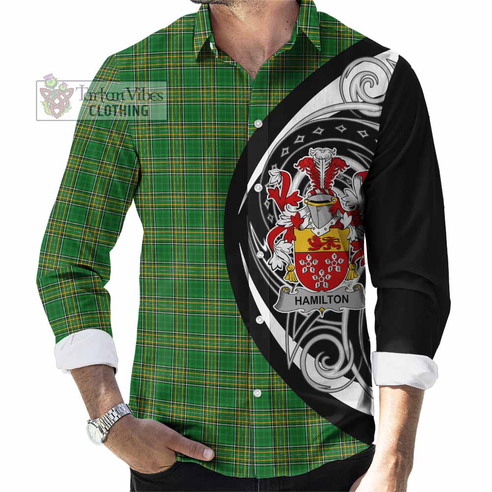 Tartan Vibes Clothing Hamilton Irish Clan Long Sleeve Button Shirt Celtic Circle Style