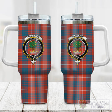 Hamilton Ancient Tartan and Family Crest Tumbler with Handle