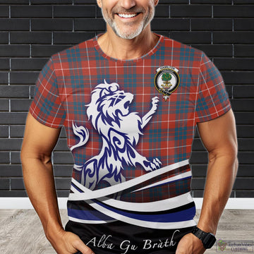 Hamilton Ancient Tartan T-Shirt with Alba Gu Brath Regal Lion Emblem