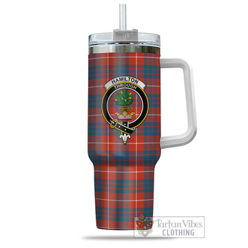 Hamilton Ancient Tartan and Family Crest Tumbler with Handle