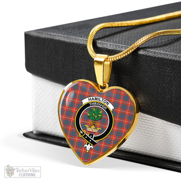 Hamilton Ancient Tartan Heart Necklace with Family Crest