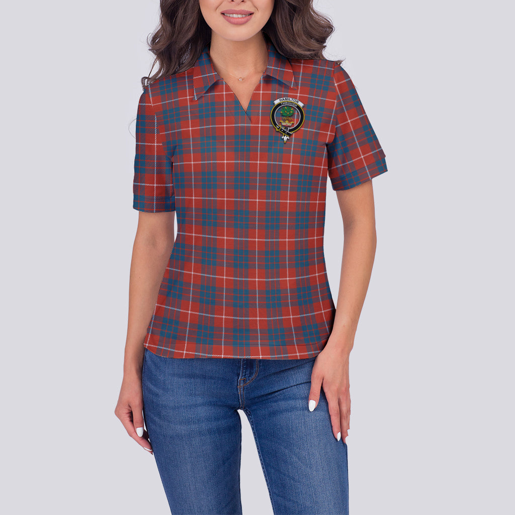 hamilton-ancient-tartan-polo-shirt-with-family-crest-for-women