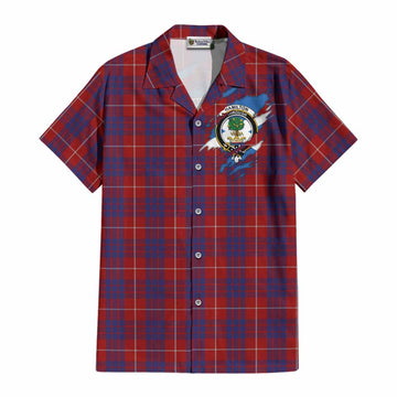 Hamilton Clan Crest In Me Tartan Cotton Hawaiian Shirt Scotland Flag Style