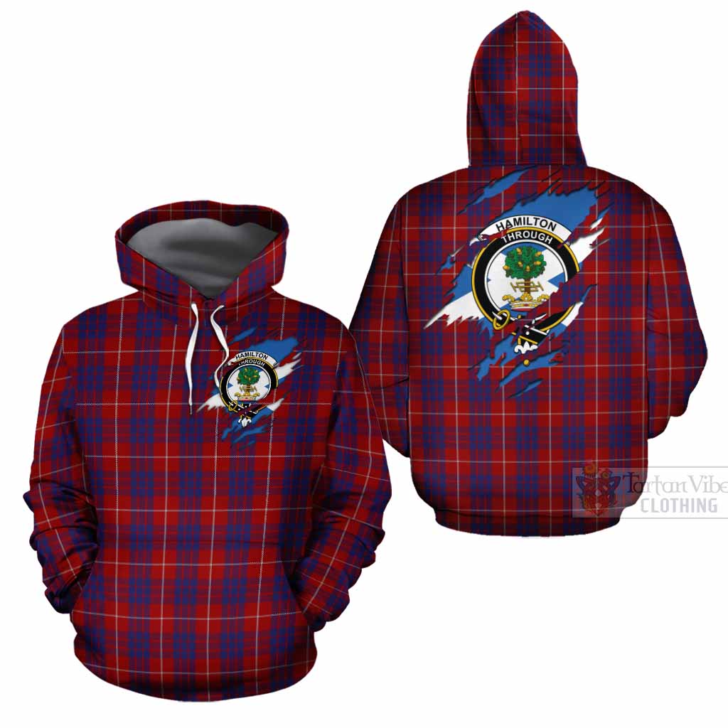 Hamilton Clan Crest In Me Tartan Cotton Hoodie Scotland Flag Style