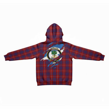 Hamilton Clan Crest In Me Tartan Kid Hoodie Scotland Flag Style