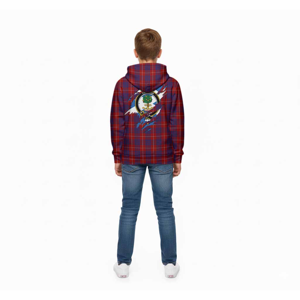 Hamilton Clan Crest In Me Tartan Kid Hoodie Scotland Flag Style