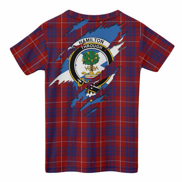 Hamilton Clan Crest In Me Tartan Kid T-shirt Scotland Flag Style