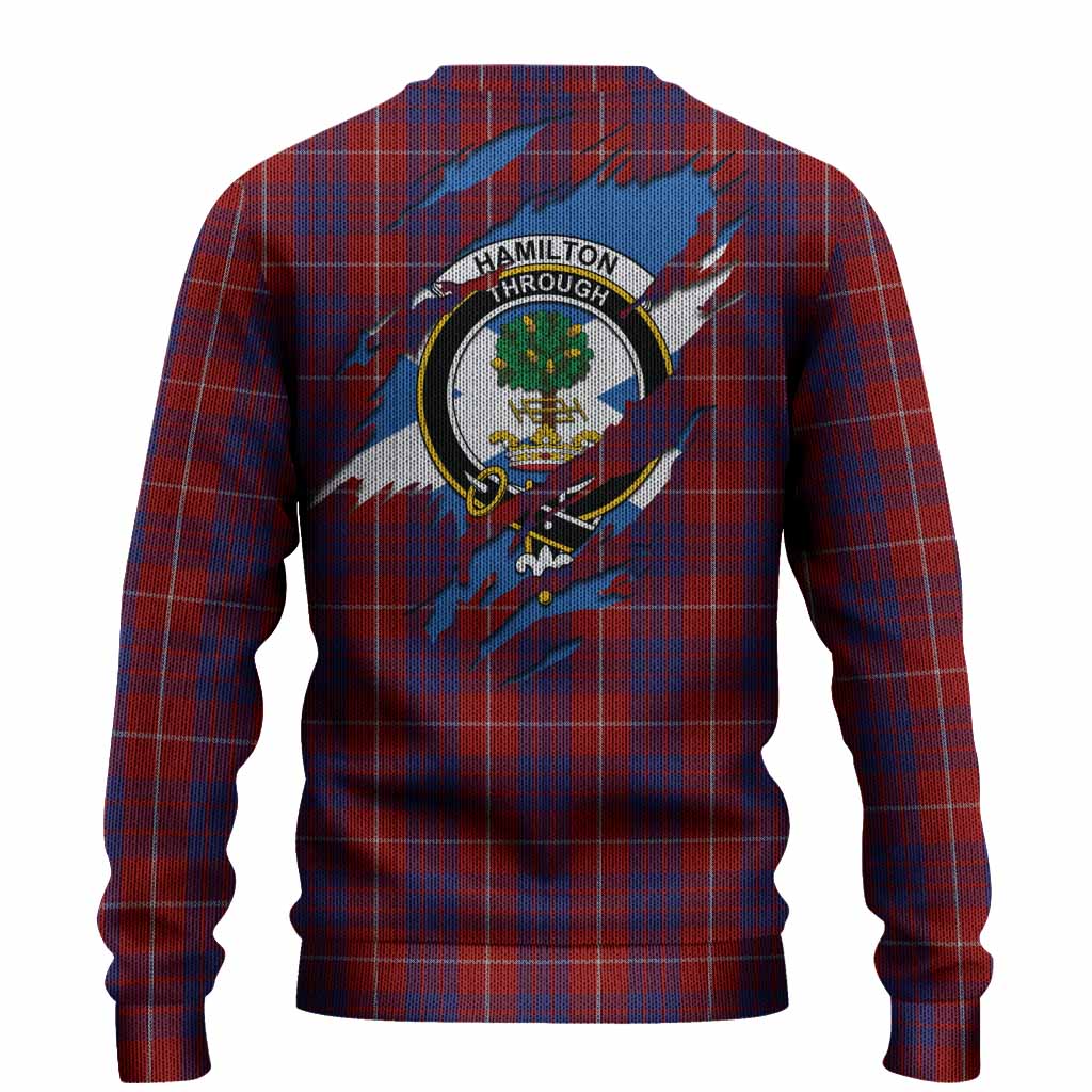 Hamilton Clan Crest In Me Tartan Knitted Sweater Scotland Flag Style