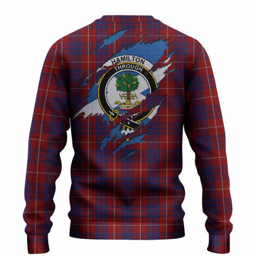 Hamilton Clan Crest In Me Tartan Knitted Sweater Scotland Flag Style
