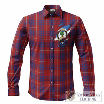Hamilton Clan Crest In Me Tartan Long Sleeve Button Shirts Scotland Flag Style