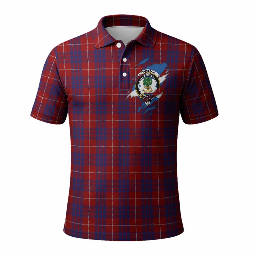 Hamilton Clan Crest In Me Tartan Polo Shirt Scotland Flag Style