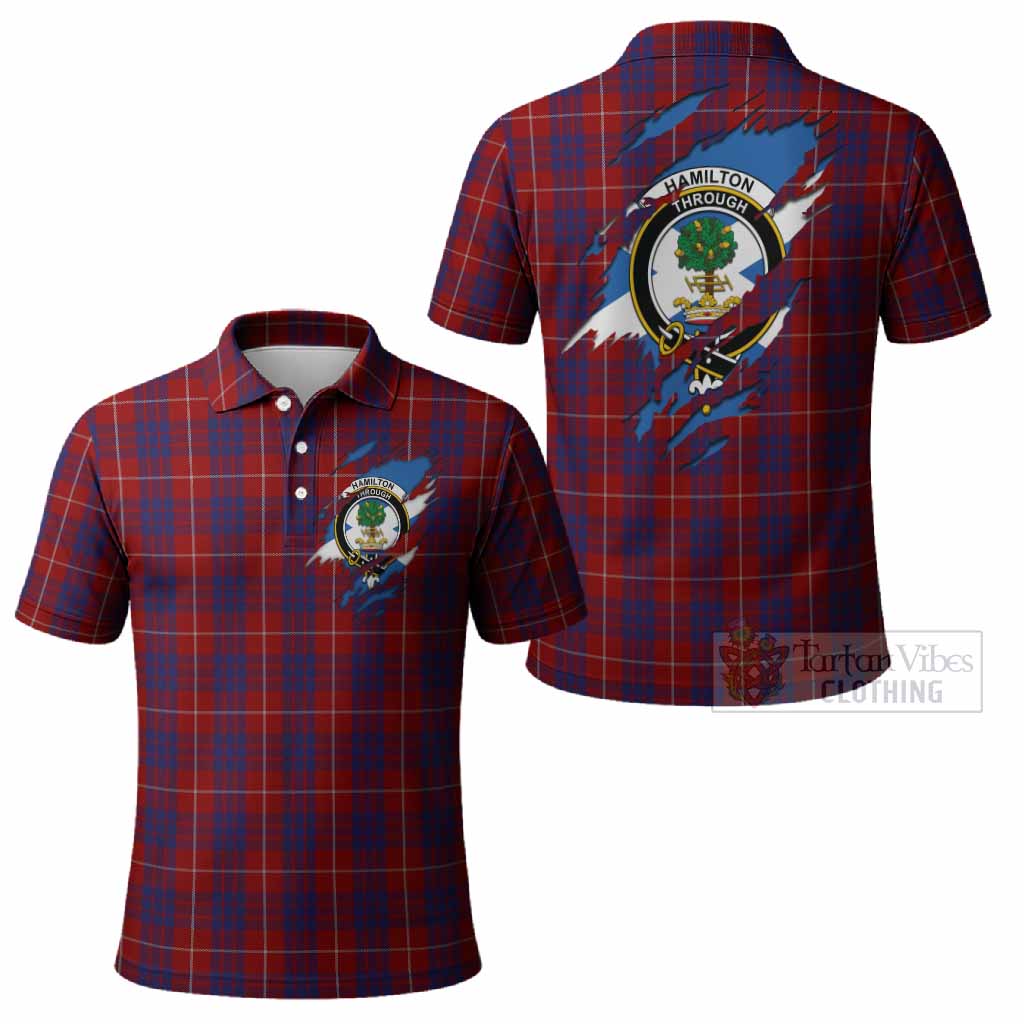 Hamilton Clan Crest In Me Tartan Polo Shirt Scotland Flag Style