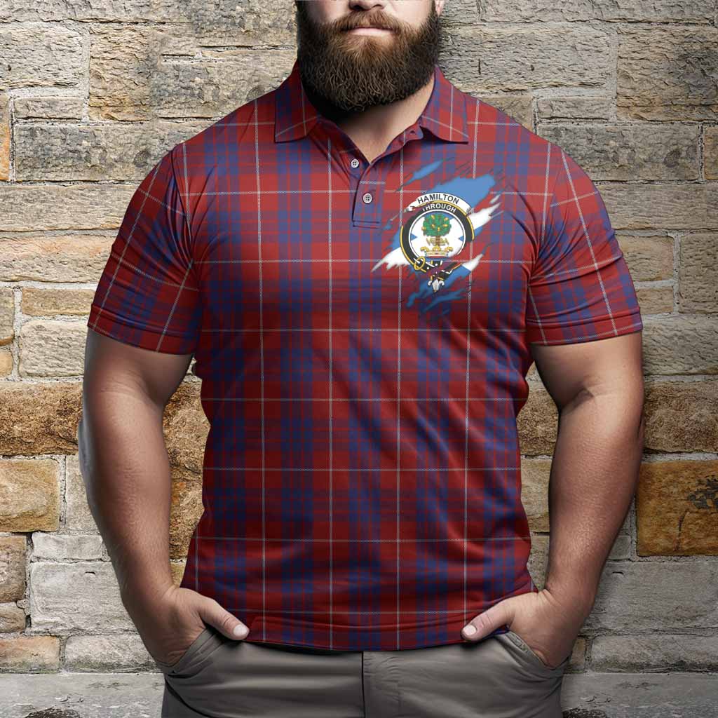 Hamilton Clan Crest In Me Tartan Polo Shirt Scotland Flag Style