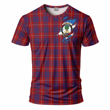 Hamilton Clan Crest In Me Tartan T-Shirt Scotland Flag Style