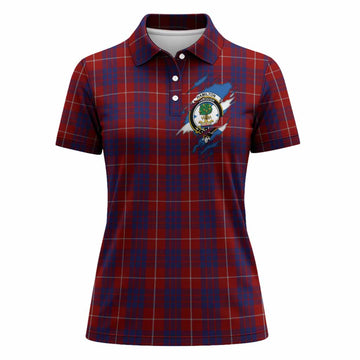 Hamilton Clan Crest In Me Tartan Women Polo Shirt Scotland Flag Style