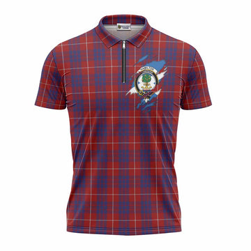 Hamilton Clan Crest In Me Tartan Zipper Polo Shirt Scotland Flag Style
