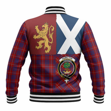 Hamilton Crest Tartan Baseball Jacket with Lion Rampant Saltire Style
