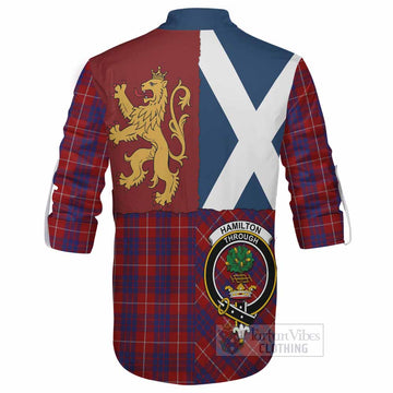 Hamilton Crest Tartan Ghillie Shirt with Lion Rampant Saltire Style