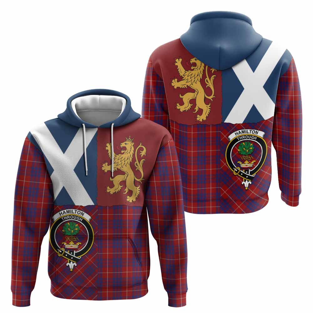 Hamilton Crest Tartan Hoodie with Lion Rampant Saltire Style