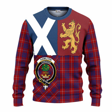 Hamilton Crest Tartan Knitted Sweater with Lion Rampant Saltire Style