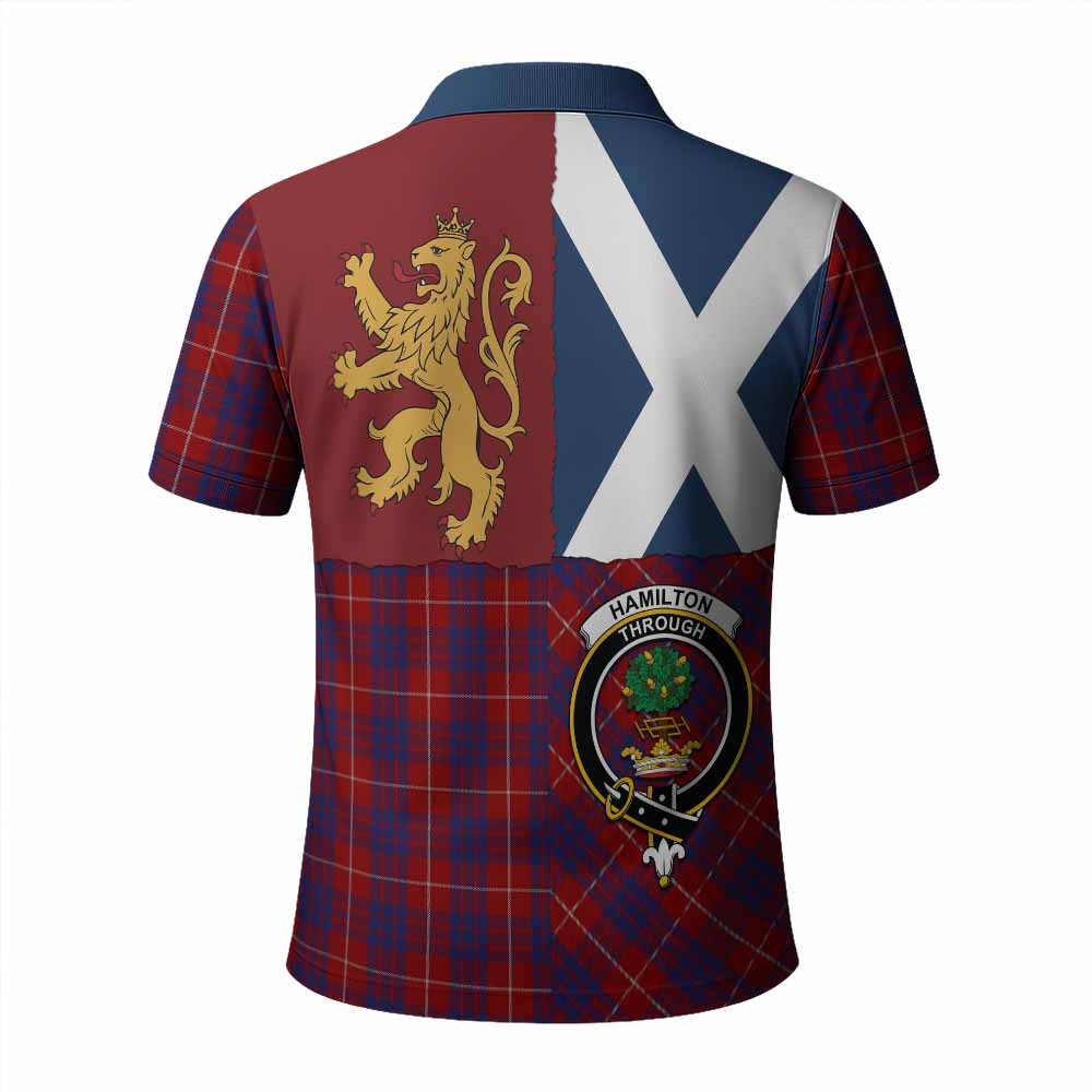 Hamilton Crest Tartan Polo Shirt with Lion Rampant Saltire Style