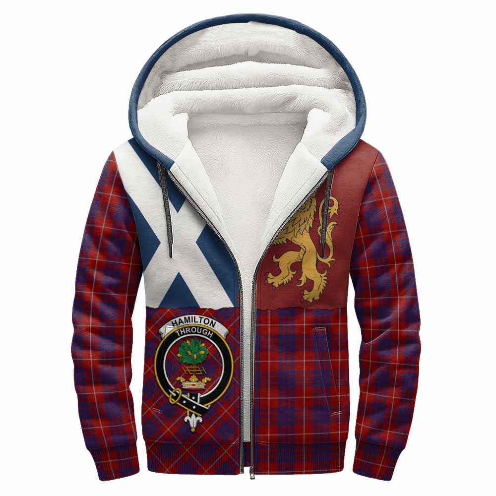 Hamilton Crest Tartan Sherpa Hoodie with Lion Rampant Saltire Style