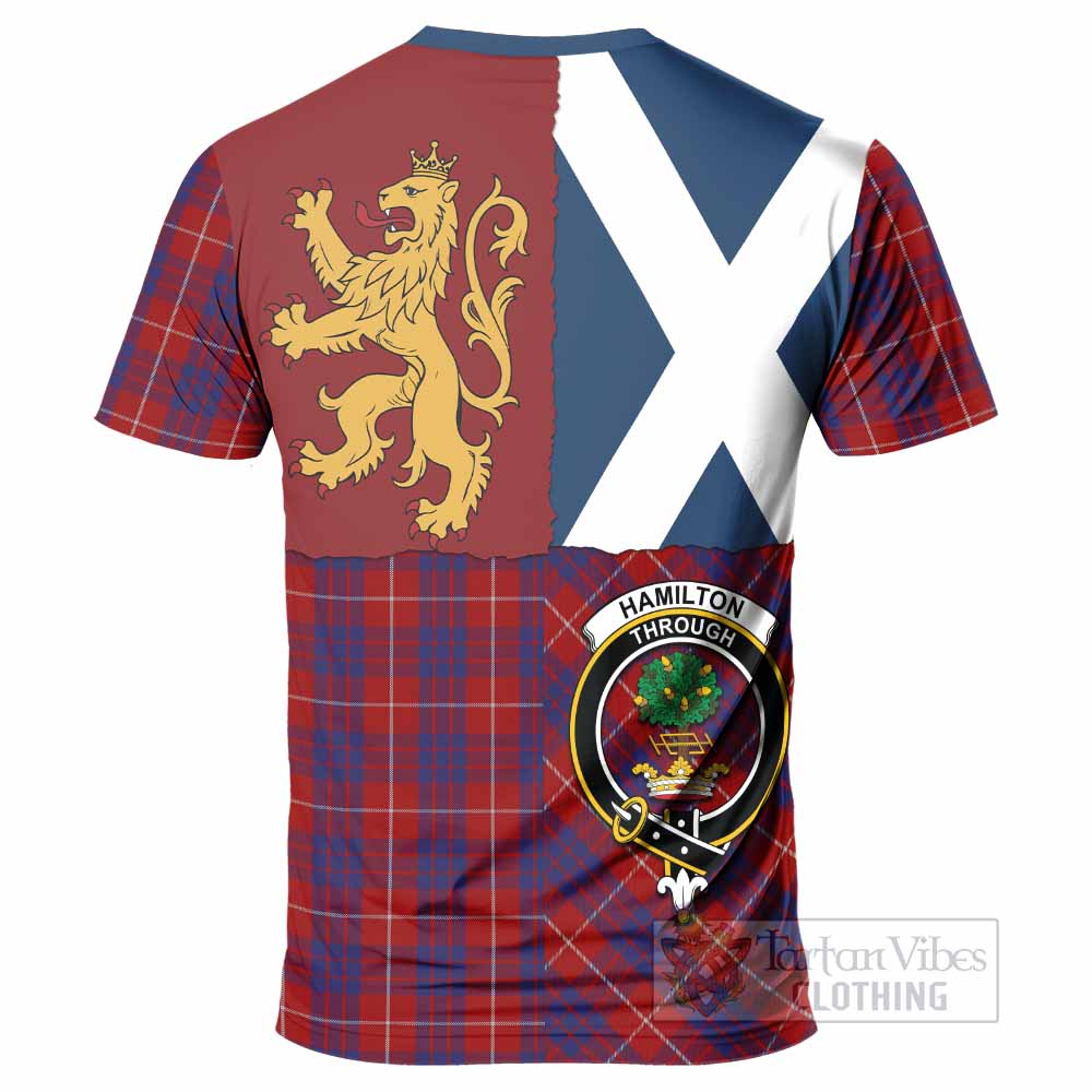 Hamilton Crest Tartan T-Shirt with Lion Rampant Saltire Style