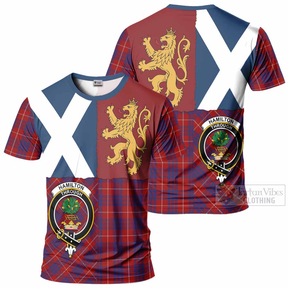 Hamilton Crest Tartan T-Shirt with Lion Rampant Saltire Style