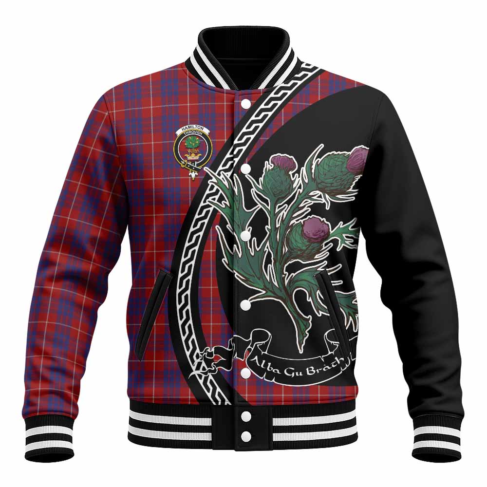 Hamilton Family Crest Tartan Baseball Jacket Alba Thistle Inspired - Tartan Vibes Clothing