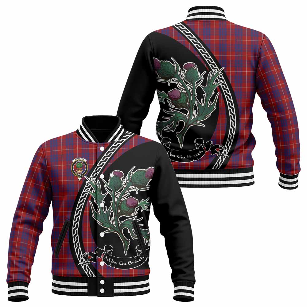 Hamilton Family Crest Tartan Baseball Jacket Alba Thistle Inspired - Tartan Vibes Clothing