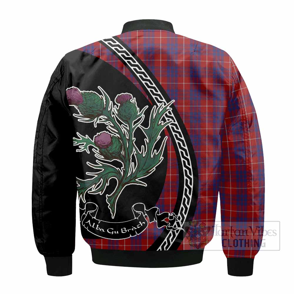 Hamilton Family Crest Tartan Bomber Jacket Alba Thistle Inspired - Tartan Vibes Clothing