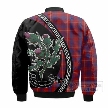 Hamilton Family Crest Tartan Bomber Jacket Alba Thistle Inspired