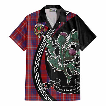Hamilton Family Crest Tartan Cotton Hawaiian Shirt Alba Thistle Inspired