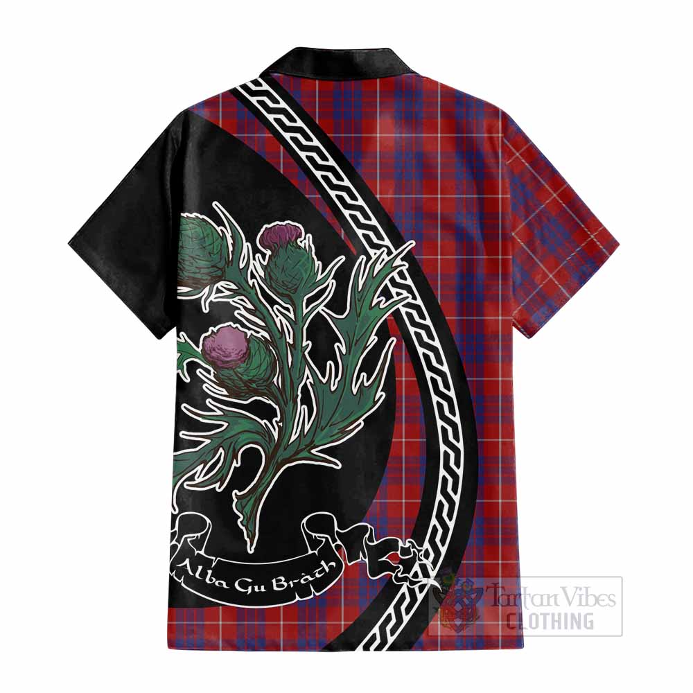 Hamilton Family Crest Tartan Cotton Hawaiian Shirt Alba Thistle Inspired - Tartan Vibes Clothing
