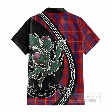 Hamilton Family Crest Tartan Cotton Hawaiian Shirt Alba Thistle Inspired