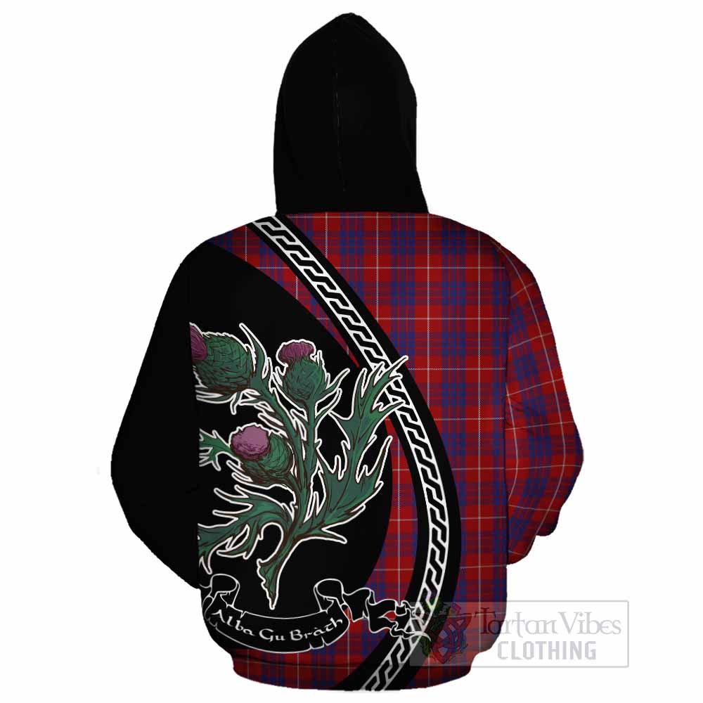 Hamilton Family Crest Tartan Cotton Hoodie Alba Thistle Inspired - Tartan Vibes Clothing