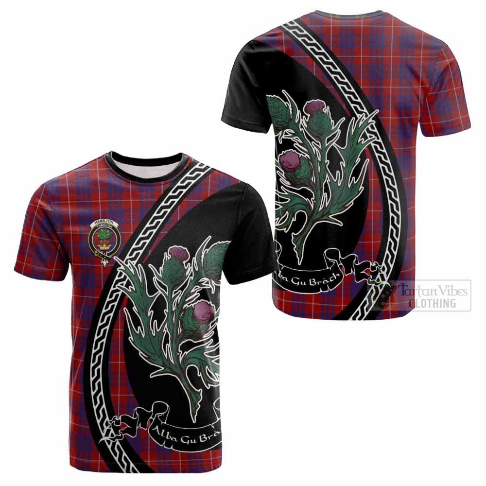 Hamilton Family Crest Tartan Cotton T-shirt Alba Thistle Inspired - Tartan Vibes Clothing