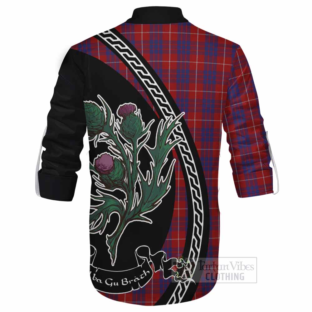 Hamilton Family Crest Tartan Ghillie Shirt Alba Thistle Inspired - Tartan Vibes Clothing