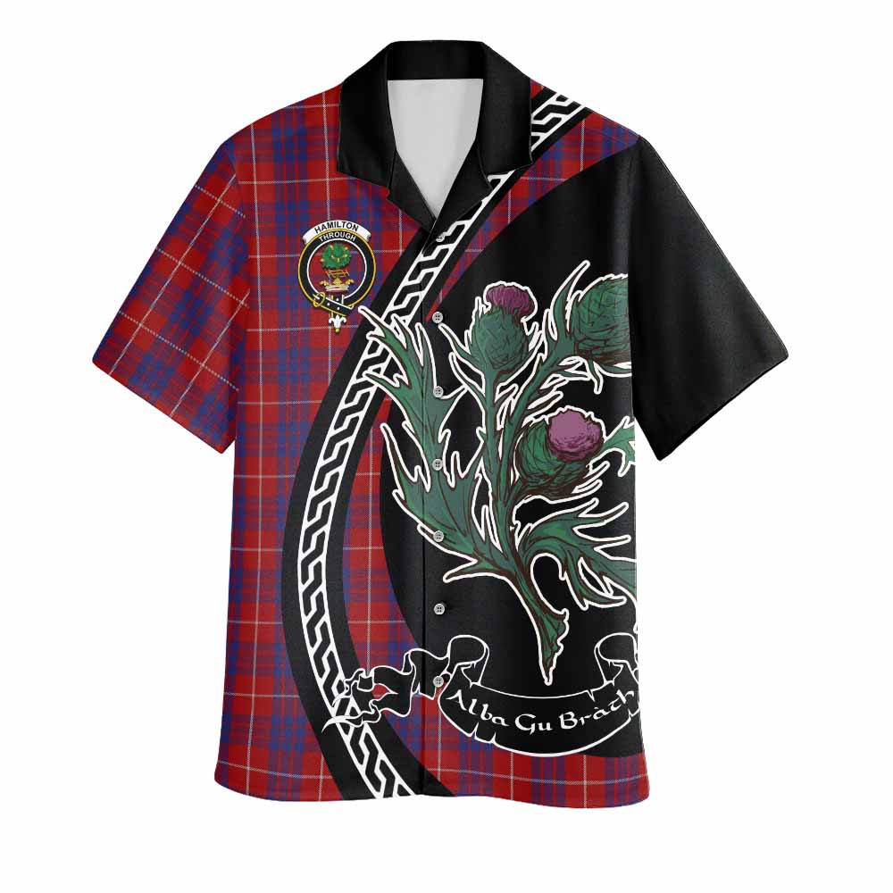 Hamilton Family Crest Tartan Hawaiian Shirt Alba Thistle Inspired - Tartan Vibes Clothing