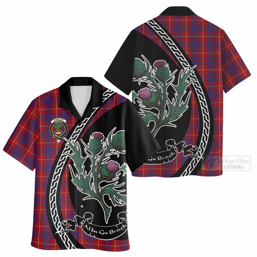Hamilton Family Crest Tartan Hawaiian Shirt Alba Thistle Inspired - Tartan Vibes Clothing