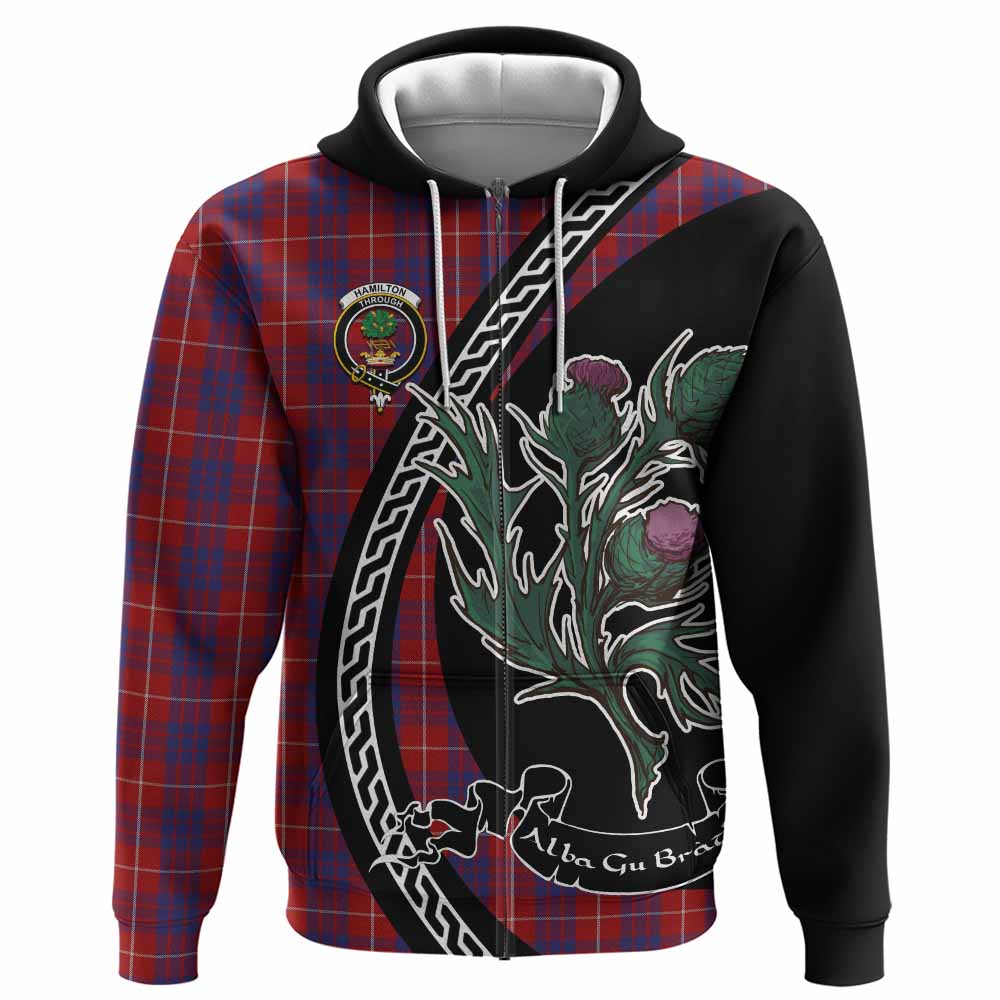Hamilton Family Crest Tartan Hoodie Alba Thistle Inspired - Tartan Vibes Clothing