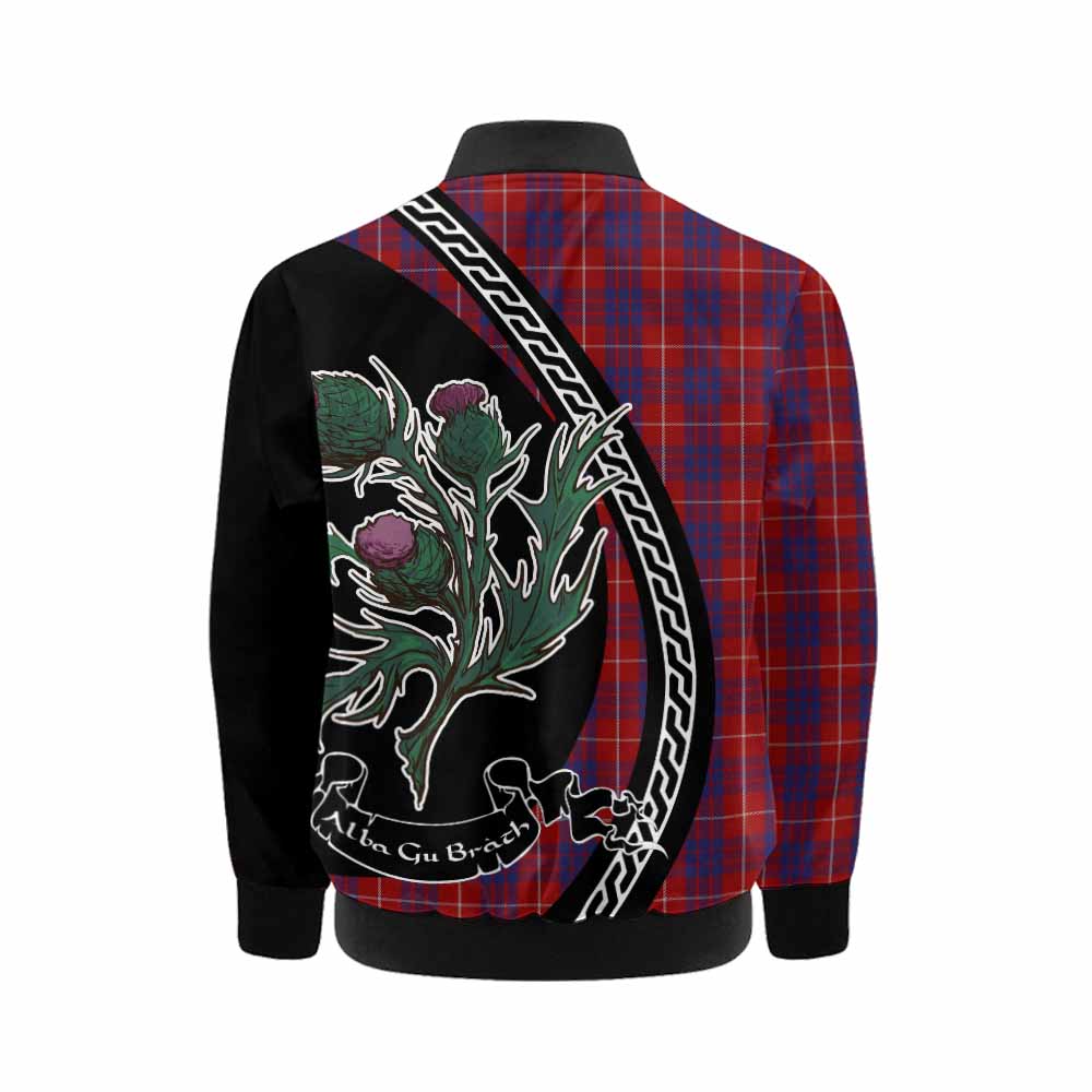 Hamilton Family Crest Tartan Kid Bomber Jacket Alba Thistle Inspired - Tartan Vibes Clothing