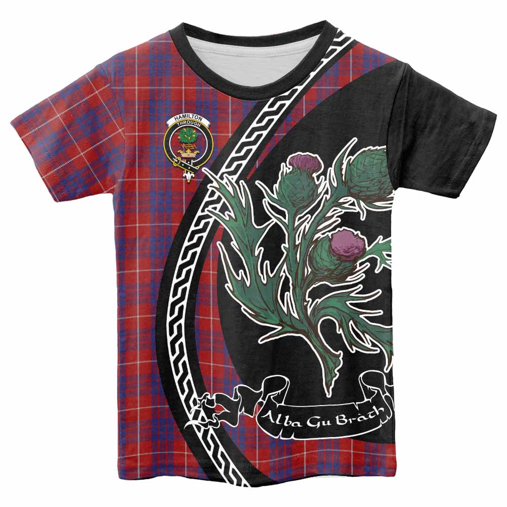 Hamilton Family Crest Tartan Kid T-shirt Alba Thistle Inspired - Tartan Vibes Clothing