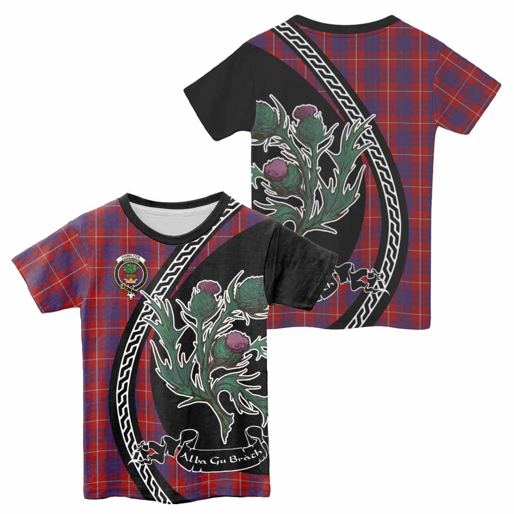 Hamilton Family Crest Tartan Kid T-shirt Alba Thistle Inspired - Tartan Vibes Clothing