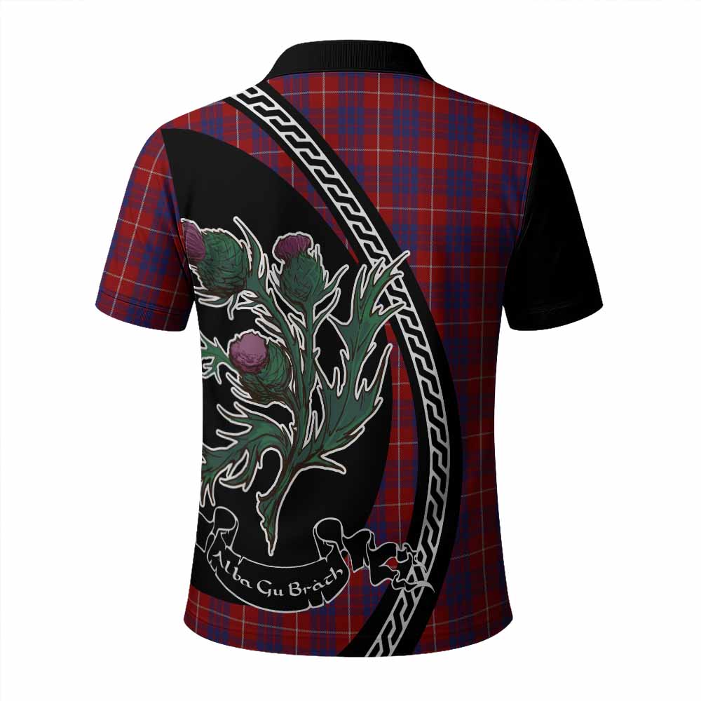 Hamilton Family Crest Tartan Polo Shirt Alba Thistle Inspired - Tartan Vibes Clothing