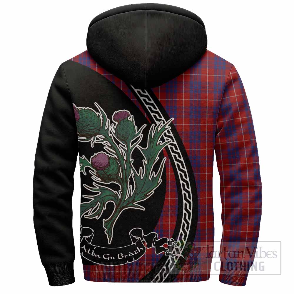 Hamilton Family Crest Tartan Sherpa Hoodie Alba Thistle Inspired - Tartan Vibes Clothing