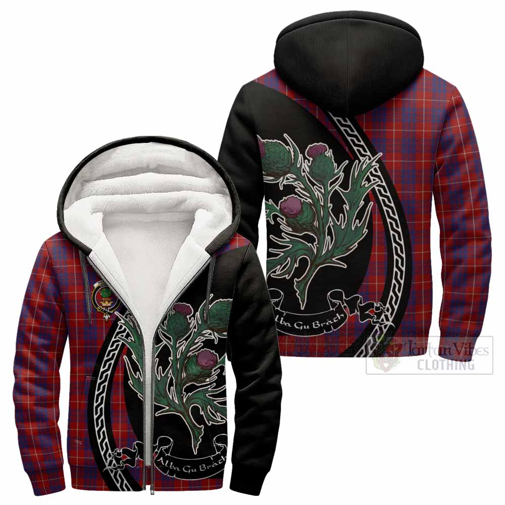 Hamilton Family Crest Tartan Sherpa Hoodie Alba Thistle Inspired - Tartan Vibes Clothing