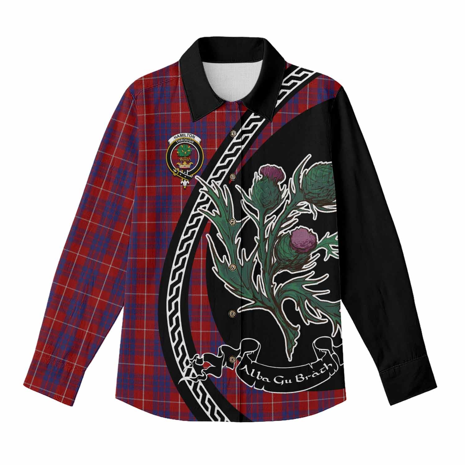 Hamilton Family Crest Tartan Women Casual Shirt Alba Thistle Inspired - Tartan Vibes Clothing