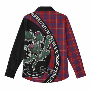 Hamilton Family Crest Tartan Women Casual Shirt Alba Thistle Inspired